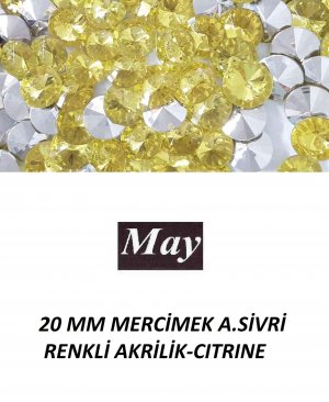 20 MM MERCİMEK ALTI SİVRİ RENKLİ AKRİLİK-CITRINE