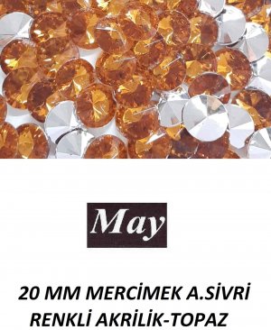 20 MM MERCİMEK ALTI SİVRİ RENKLİ AKRİLİK-TOPAZ