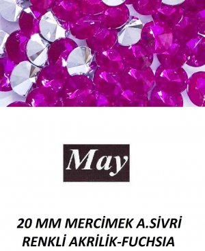 20 MM MERCİMEK ALTI SİVRİ RENKLİ AKRİLİK-FUCHSIA