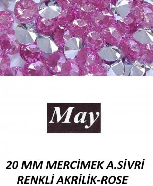 20 MM MERCİMEK ALTI SİVRİ RENKLİ AKRİLİK-ROSE