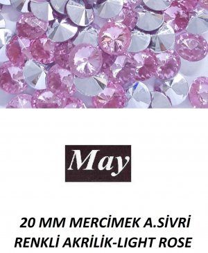 20 MM MERCİMEK ALTI SİVRİ RENKLİ AKRİLİK-LIGHT ROSE