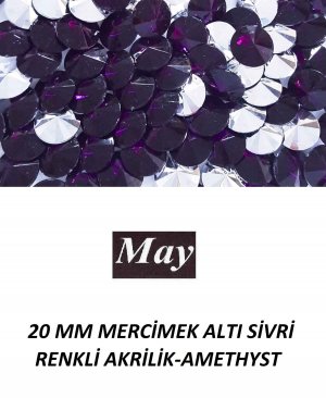 20 MM MERCİMEK ALTI SİVRİ RENKLİ AKRİLİK-AMETHYST