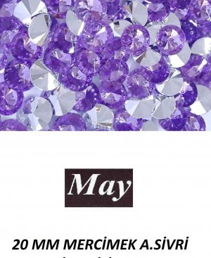 20 MM MERCİMEK ALTI SİVRİ RENKLİ AKRİLİK-VIOLET