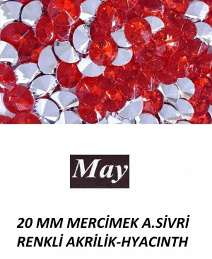 20 MM MERCİMEK ALTI SİVRİ RENKLİ AKRİLİK-HYACINTH