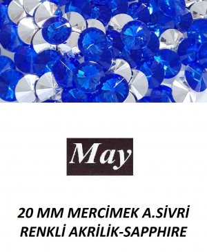 20 MM MERCİMEK ALTI SİVRİ RENKLİ AKRİLİK-SAPPHIRE