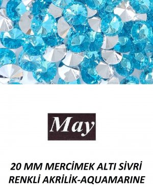 20 MM MERCİMEK ALTI SİVRİ RENKLİ AKRİLİK-AQUAMARINE