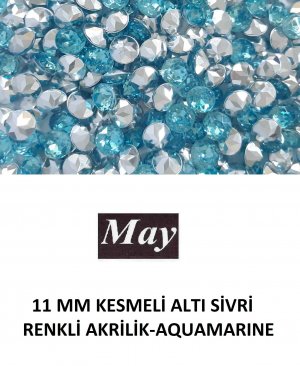 11 MM KESMELİ ALTI SİVRİ RENKLİ AKRİLİK-AQUAMARINE