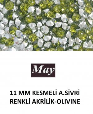 11 MM KESMELİ ALTI SİVRİ RENKLİ AKRİLİK-OLIVINE