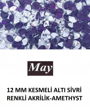 12 MM KESMELİ ALTI SİVRİ RENKLİ AKRİLİK-AMETHYST