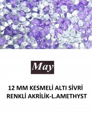 12 MM KESMELİ ALTI SİVRİ RENKLİ AKRİLİK-LIGHT AMETHYST