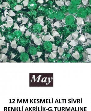 12 MM KESMELİ ALTI SİVRİ RENKLİ AKRİLİK-GREEN TURMALINE