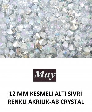 12 MM KESMELİ ALTI SİVRİ RENKLİ AKRİLİK-AB CRYSTAL