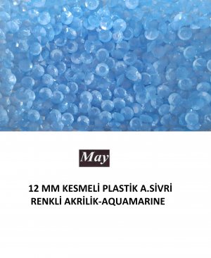 12 MM KESMELİ PLASTİK ALTI SİVRİ RENKLİ AKRİLİK-AQUAMARINE