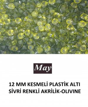 12 MM KESMELİ PLASTİK ALTI SİVRİ RENKLİ AKRİLİK-OLIVINE