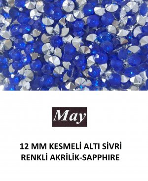 12 MM KESMELİ ALTI SİVRİ RENKLİ AKRİLİK-SAPPHIRE