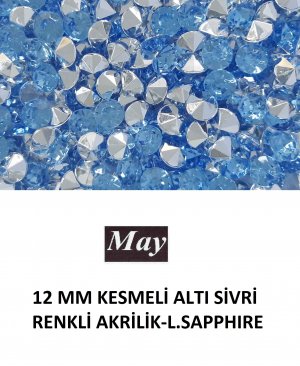 12 MM KESMELİ ALTI SİVRİ RENKLİ AKRİLİK-LIGHT SAPPHIRE