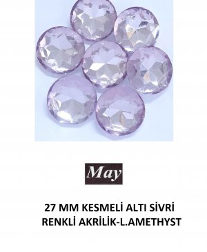 27 MM KESMELİ ALTI SİVRİ RENKLİ AKRİLİK-LIGHT AMETHYST