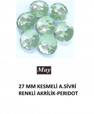 27 MM KESMELİ ALTI SİVRİ RENKLİ AKRİLİK-PERIDOT