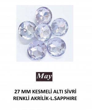 27 MM KESMELİ ALTI SİVRİ RENKLİ AKRİLİK-LIGHT SAPPHIRE