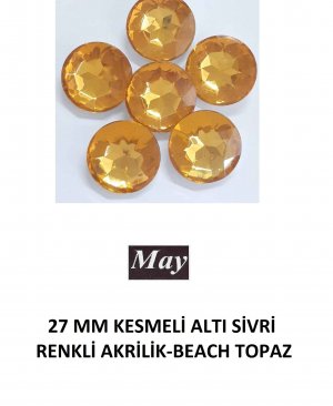 27 MM KESMELİ ALTI SİVRİ RENKLİ AKRİLİK-BEACH TOPAZ