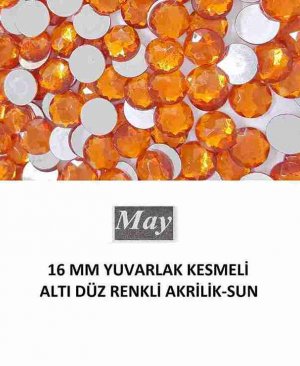 16 MM YUVARLAK KESMELİ ALTI DÜZ RENKLİ AKRİLİK-SUN