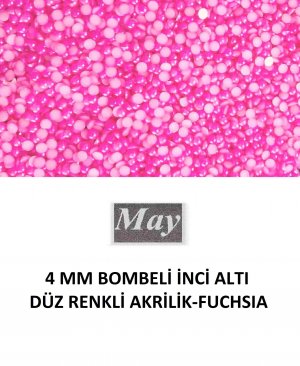 4 MM BOMBELİ İNCİ ALTI DÜZ RENKLİ AKRİLİK-FUCHSIA