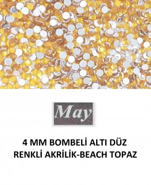 4 MM BOMBELİ ALTI DÜZ RENKLİ AKRİLİK-BEACH TOPAZ