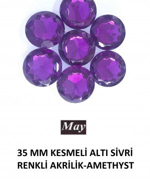 35 MM KESMELİ ALTI SİVRİ RENKLİ AKRİLİK-AMETHYST