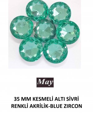 35 MM KESMELİ ALTI SİVRİ RENKLİ AKRİLİK-BLUE ZIRCON