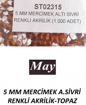 5 MM MERCİMEK ALTI SİVRİ RENKLİ AKRİLİK-TOPAZ