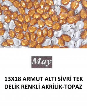 13X18 ARMUT ALTI SİVRİ TEK DELİK RENKLİ AKRİLİK-TOPAZ