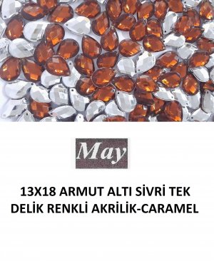 13X18 ARMUT ALTI SİVRİ TEK DELİK RENKLİ AKRİLİK-CARAMEL