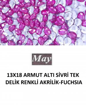 13X18 ARMUT ALTI SİVRİ TEK DELİK RENKLİ AKRİLİK-FUCHSIA