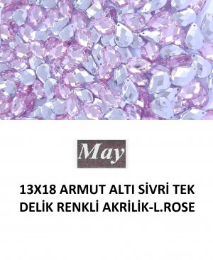 13X18 ARMUT ALTI SİVRİ TEK DELİK RENKLİ AKRİLİK-LIGHT ROSE