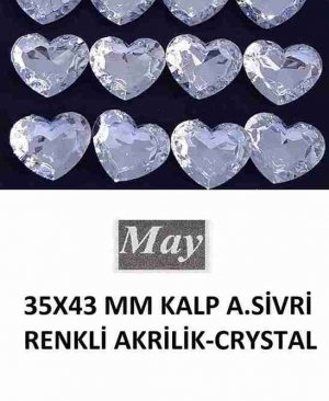 35X43 MM KALP ALTI SİVRİ RENKLİ AKRİLİK-CRYSTAL