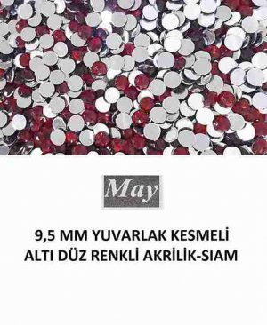 9,5 MM YUVARLAK KESMELİ ALTI DÜZ RENKLİ AKRİLİK-SIAM