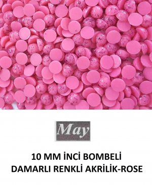 10 MM İNCİ BOMBELİ DAMARLI RENKLİ AKRİLİK-ROSE