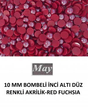 10 MM BOMBELİ İNCİ ALTI DÜZ RENKLİ AKRİLİK-RED FUCHSIA