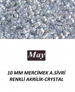 10 MM MERCİMEK ALTI SİVRİ RENKLİ AKRİLİK-CRYSTAL