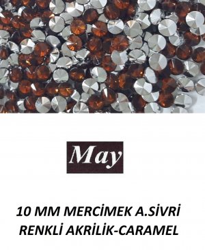 10 MM MERCİMEK ALTI SİVRİ RENKLİ AKRİLİK-CARAMEL