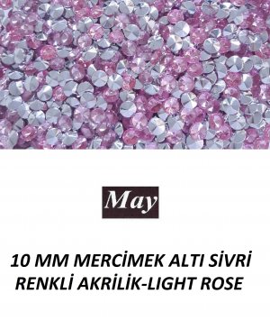 10 MM MERCİMEK ALTI SİVRİ RENKLİ AKRİLİK-LIGHT ROSE