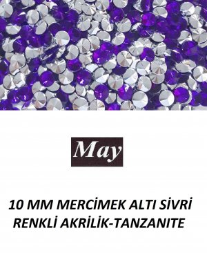 10 MM MERCİMEK ALTI SİVRİ RENKLİ AKRİLİK-TANZANITE