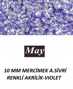 10 MM MERCİMEK ALTI SİVRİ RENKLİ AKRİLİK-VIOLET