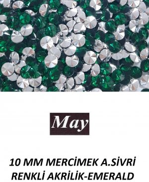 10 MM MERCİMEK ALTI SİVRİ RENKLİ AKRİLİK-EMERALD