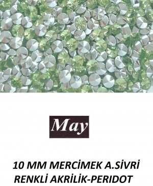 10 MM MERCİMEK ALTI SİVRİ RENKLİ AKRİLİK-PERIDOT