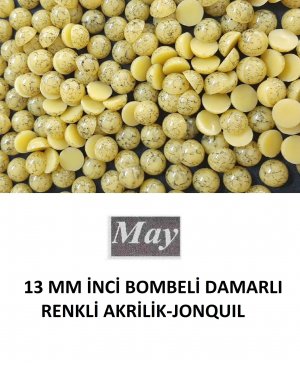 13 MM İNCİ BOMBELİ DAMARLI RENKLİ AKRİLİK-JONQUIL