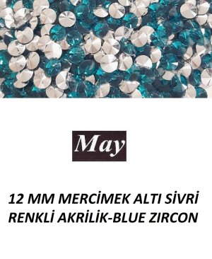 12 MM MERCİMEK ALTI SİVRİ RENKLİ AKRİLİK-BLUE ZIRCON