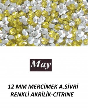 12 MM MERCİMEK ALTI SİVRİ RENKLİ AKRİLİK-CITRINE