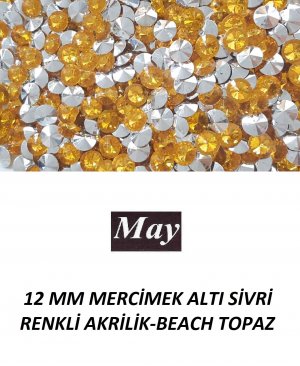 12 MM MERCİMEK ALTI SİVRİ RENKLİ AKRİLİK-BEACH TOPAZ