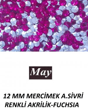 12 MM MERCİMEK ALTI SİVRİ RENKLİ AKRİLİK-FUCHSIA